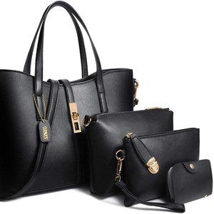 Leather Handbag Shoulder Bag Purse Card Holder Set